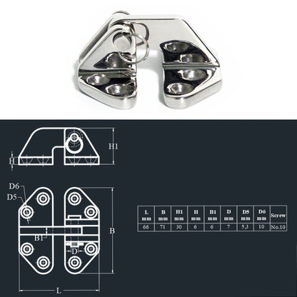 Butterfly Hinge 316 Stainless Steel Ship Accessories, Specification: 70 x 68mm - Marine Accessories & Parts by buy2fix | Online Shopping UK | buy2fix