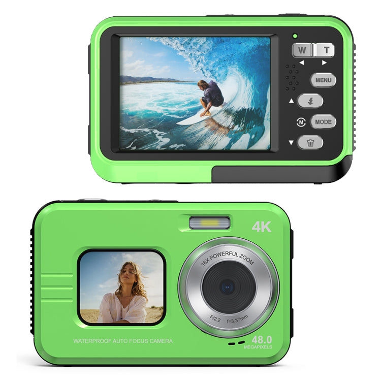 WDC901 3.5m Waterproof 48MP HD Dual Screen Outdoor Sports Digital Camera EU Plug(Green) - Children Cameras by buy2fix | Online Shopping UK | buy2fix