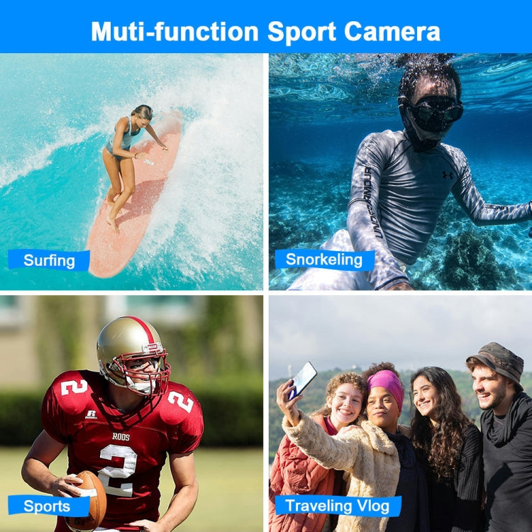 WDC901 3.5m Waterproof 48MP HD Dual Screen Outdoor Sports Digital Camera US Plug(Blue) - Children Cameras by buy2fix | Online Shopping UK | buy2fix