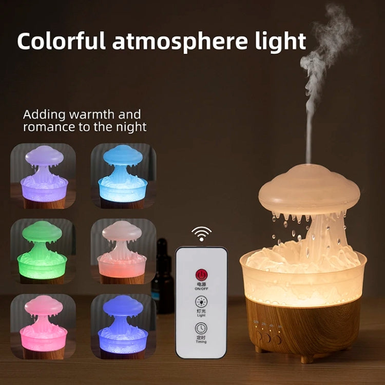 V50 Desktop Colorful Night Light Humidifier Wood Grain Water Drop Aroma Diffuser, Spec: AU Plug(White) - Air Purifiers & Accessories by buy2fix | Online Shopping UK | buy2fix