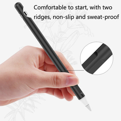 2 Sets 4 In 1 Stylus Silicone Protective Cover + Anti-Lost Rope + Double Pen Nip Cover Set For Apple Pencil 1(Ink Black) - Pencil Accessories by buy2fix | Online Shopping UK | buy2fix