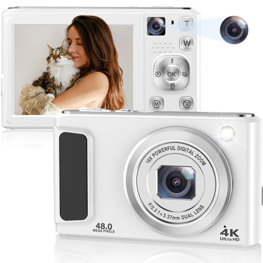 DC308 2.8-Inch 4K HD Front And Rear Dual-Camera 16X Zoom Digital Camera AU Plug(White) - Children Cameras by buy2fix | Online Shopping UK | buy2fix