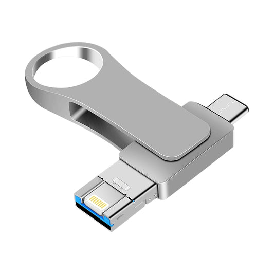 16GB USB 3.0 + 8 Pin + USB-C / Type-C 3 in 1 Mobile Computer Metal U-Disk(Silver) - U Disk & Card Reader by buy2fix | Online Shopping UK | buy2fix