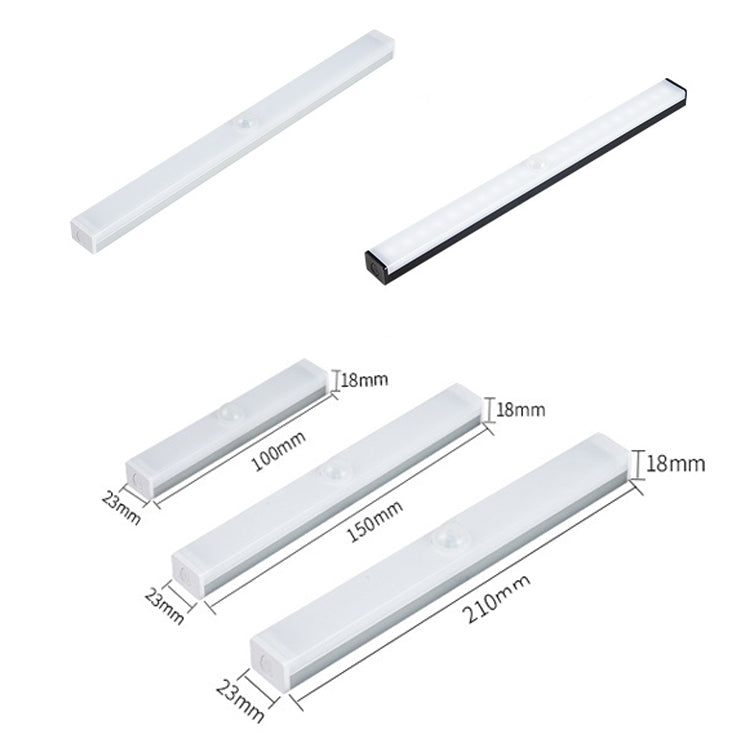 LED Human Body Induction Lamp Long Strip Charging Cabinet Lamp Strip, Size: 10cm(Silver and White Light) - Sensor LED Lights by buy2fix | Online Shopping UK | buy2fix
