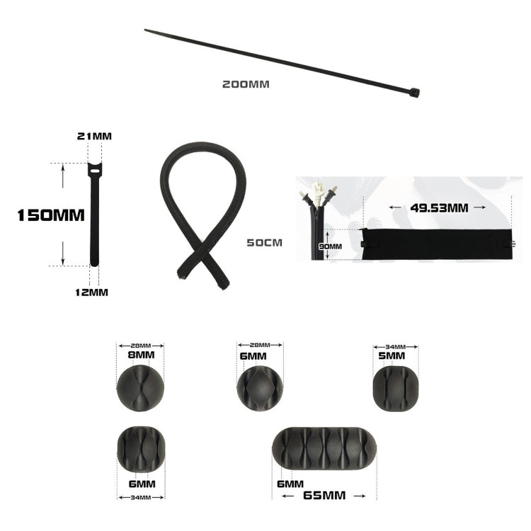 Zipper:126 In 1 Desktop Data Cable Organizer Storage Winder Combination Set - Cable Organizer by buy2fix | Online Shopping UK | buy2fix