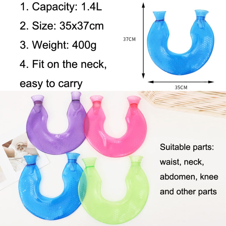 U-shaped PVC Hot Compress Shoulder And Neck Explosion-proof Water Injection Hot Water Bag(Blue + Coffee Crystal) - Hot Water Bags by buy2fix | Online Shopping UK | buy2fix