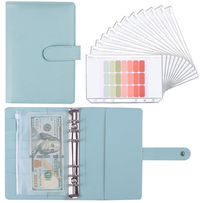 A6 Macaron Notebook PU Loose-leaf Cash Budget Handbook(Blue) - Notebooks by buy2fix | Online Shopping UK | buy2fix