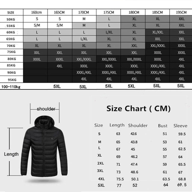 11 Zone Double Control Black USB Winter Electric Heated Jacket Warm Thermal Jacket, Size: XL - Down Jackets by buy2fix | Online Shopping UK | buy2fix