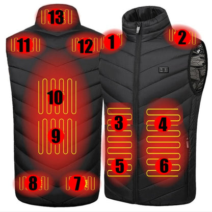 13  Area Double Control Black USB Electric Heating Undershirt Intelligent Warm Vest(XL) - Down Jackets by buy2fix | Online Shopping UK | buy2fix