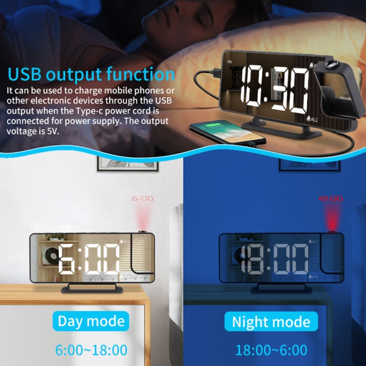 Mirror Projection Clock 2 Groups Alarm Mode with Vibrator(TS-9211) - Alarm Clocks by buy2fix | Online Shopping UK | buy2fix