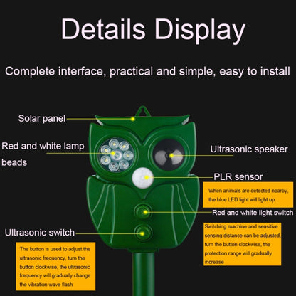 14LEDs Solar Ultrasonic Rat Repeller Outdoor Multifunctional Infrared Sensor Repeller - Outdoor Insect Repellent by buy2fix | Online Shopping UK | buy2fix