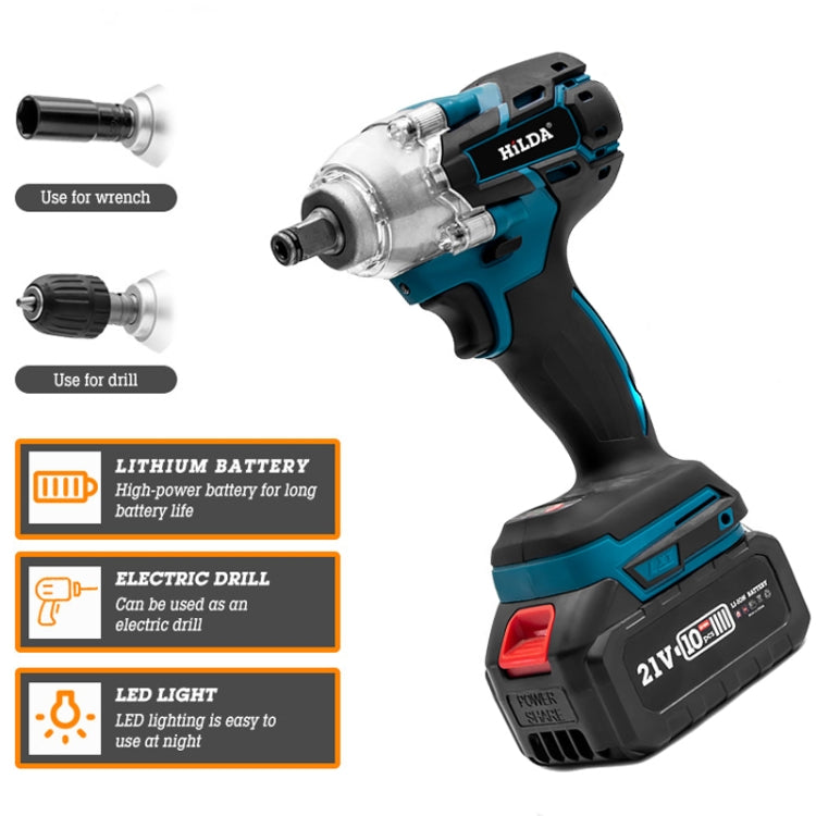 HILDA Motorized Wrenches Lithium Repair Parts With 22mm Socket, US Plug, Model: Blue With 1 Battery+1 Charger(3000mAh) - Screws by HILDA | Online Shopping UK | buy2fix