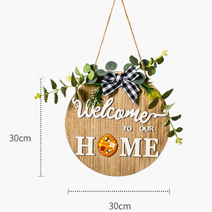 Stereoscopic DIY Home Wooden Round Welcome Door Sign Pendant Wreaths Wall Hanging Decor - Holiday Decorations by buy2fix | Online Shopping UK | buy2fix