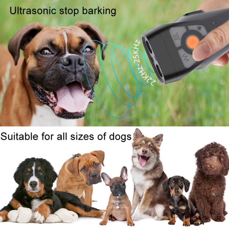 Dual Ultrasonic Repeller Pet Stop Barker With Mobile Power Supply Flashing Lighting Horn Function(Black) - Training Aids by buy2fix | Online Shopping UK | buy2fix