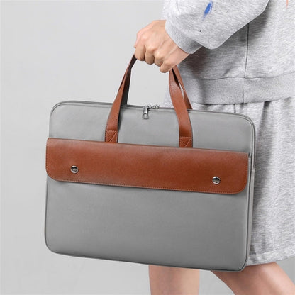 15.6 Inch Contrasting Color PU Leather Laptop Bag Computer Bag Briefcase Cover(Grey) - 15.6 - 17 inch by buy2fix | Online Shopping UK | buy2fix