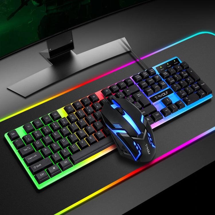 T-WOLF TF230 Colorful Light Effect Game Office Computer Wired Keyboard and Mouse Kit(Black) - Wired Keyboard by T-WOLF | Online Shopping UK | buy2fix
