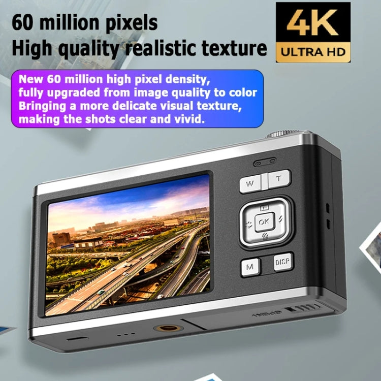 4K HD Optical Zoom Digital Camera 60MP Dual Screen Selfie Camera, No Memory(Black) - Video Cameras by buy2fix | Online Shopping UK | buy2fix