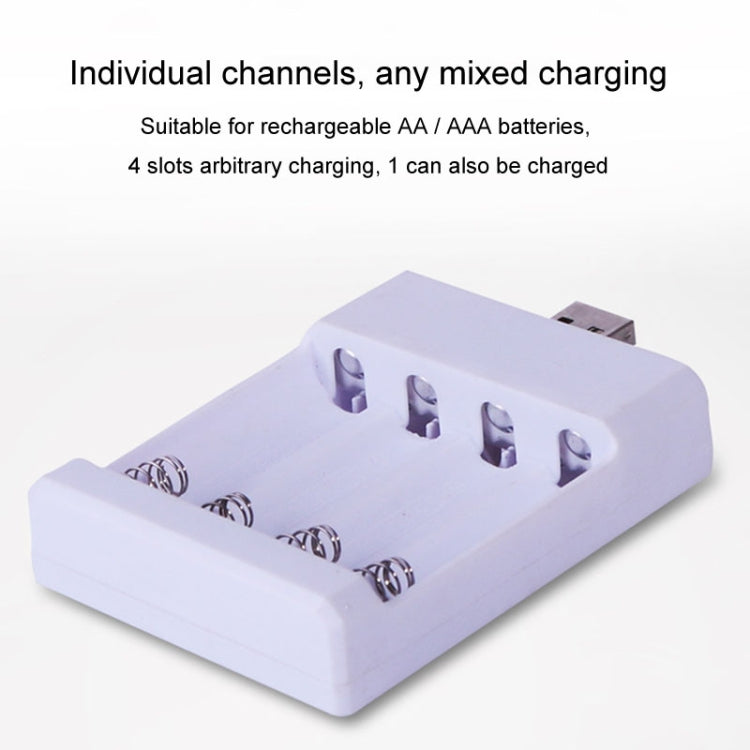 Fast USB 4 Slot Battery Charger AA/AAA Rechargeable Battery Universal Four Slot Charging Box, Model: With Cable - Charger & Converter by buy2fix | Online Shopping UK | buy2fix