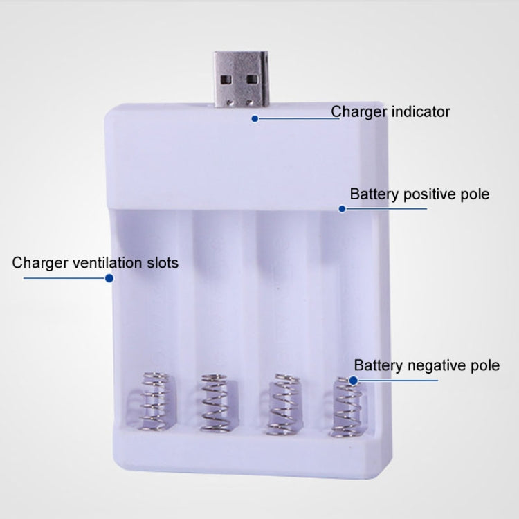 Fast USB 4 Slot Battery Charger AA/AAA Rechargeable Battery Universal Four Slot Charging Box, Model: With Cable - Charger & Converter by buy2fix | Online Shopping UK | buy2fix