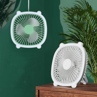 Rechargeable Table Fan With Reading LED Light  3 Wind Speed Adjustment(Green) - Electric Fans by buy2fix | Online Shopping UK | buy2fix