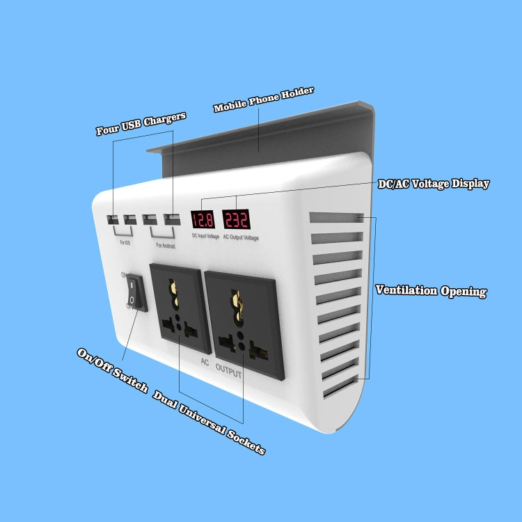 DC 12V To AC 220V Car Inverter Dual Socket 4USB - Modified Square Wave by buy2fix | Online Shopping UK | buy2fix