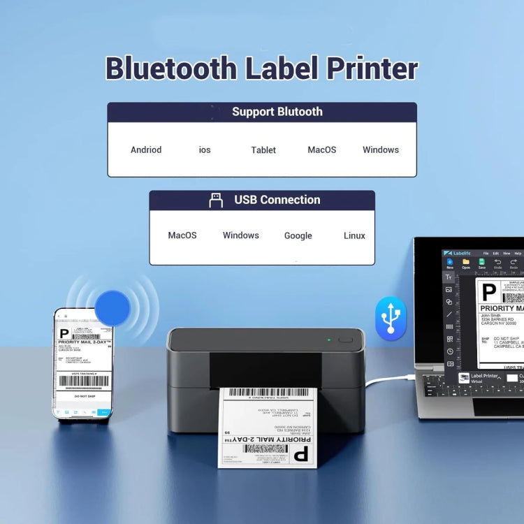 Phomemo PM245-BT Bluetooth Shipping Label Printer Support Labels Width  1- 4.6 Inch(US Plug) - Printer by Phomemo | Online Shopping UK | buy2fix