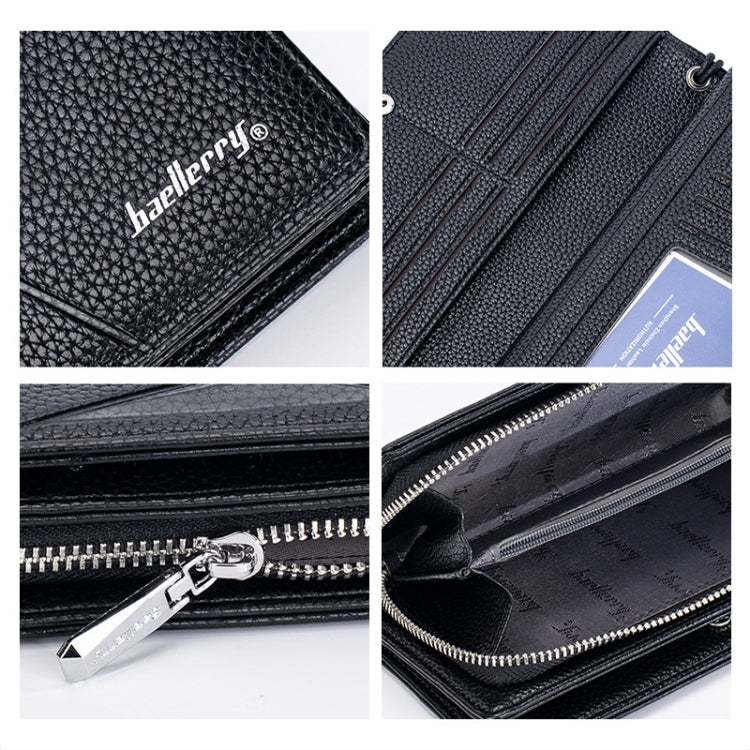 Baellerry S1240 Lychee Pattern Business Casual Zipper Long Wallet Multi-card Slot Clutch Bag(Coffee) - Wallets by Baellerry | Online Shopping UK | buy2fix