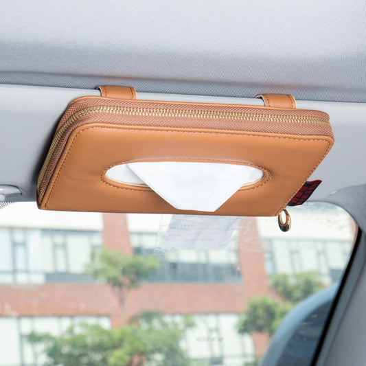 Car Sun Visor Skylight Hanging Tissue Box(H051 Brown) - Stowing Tidying by buy2fix | Online Shopping UK | buy2fix