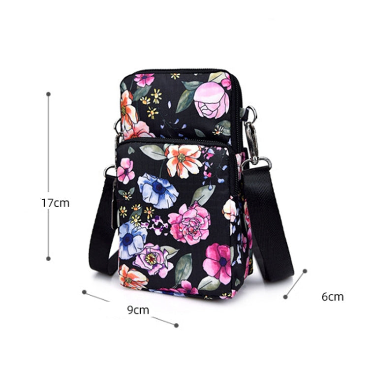 Printed Crossbody Mobile Phone Bag Mini Wallet With Arm Band, Style: Rural Flower - Single-shoulder Bags by buy2fix | Online Shopping UK | buy2fix