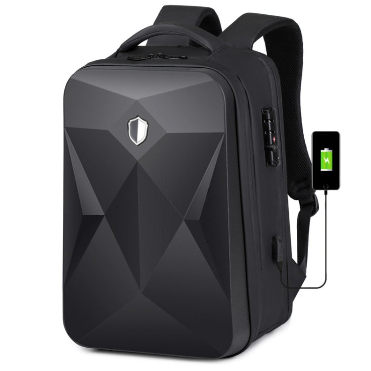 17 inch Password Lock Large Capacity Waterproof Laptop Backpack with USB Port(Black) - Backpack by buy2fix | Online Shopping UK | buy2fix