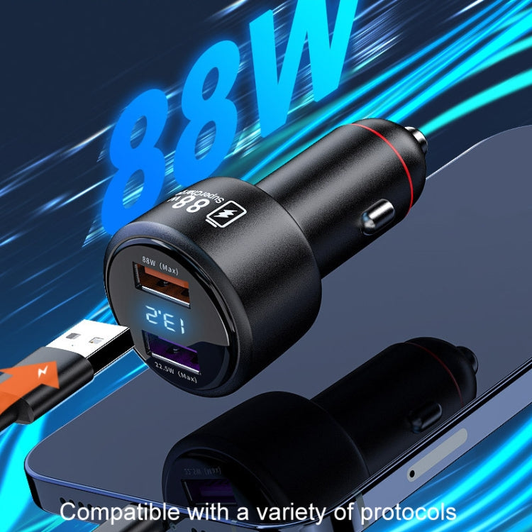 88W Vehicle Mini Fast Charging Charger Car One To Two Cigarette Lighter - Car Charger by buy2fix | Online Shopping UK | buy2fix