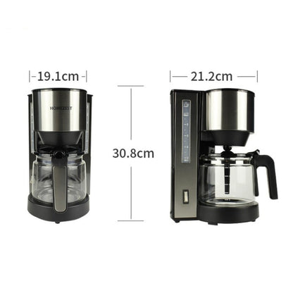 HOMEZEST 750W Drip Coffee Maker and Tea Brewer Stainless Steel Panel with 1.25L Glass Carafe, 12-Cup Large Capacity(Black UK Plug) - Coffee Tools by HOMEZEST | Online Shopping UK | buy2fix