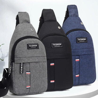 Men Chest Bag Casual Sports Shoulder Crossbody Bag Canvas Backpack(Black) - Single-shoulder Bags by buy2fix | Online Shopping UK | buy2fix