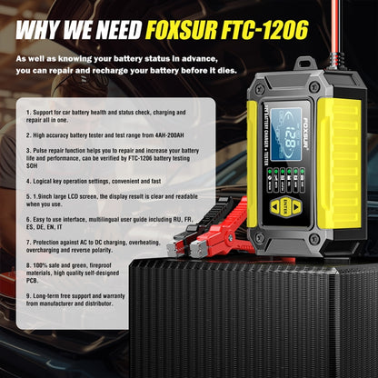 FOXSUR Cars Motorcycles 12V Lithium Cattery Charger With Battery Detection(UK Plug) - Battery Charger by FOXSUR | Online Shopping UK | buy2fix