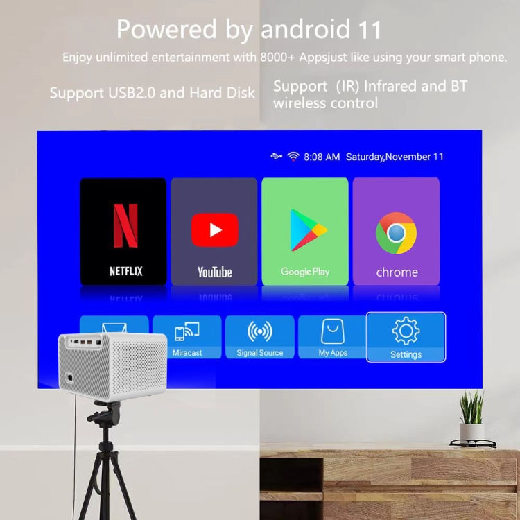 M10 Plus 1280x720P Projector 2.4G / 5G WIFI Bluetooth 5.2 Android 11 System Home Cinema AU Plug - Mini Projector by buy2fix | Online Shopping UK | buy2fix