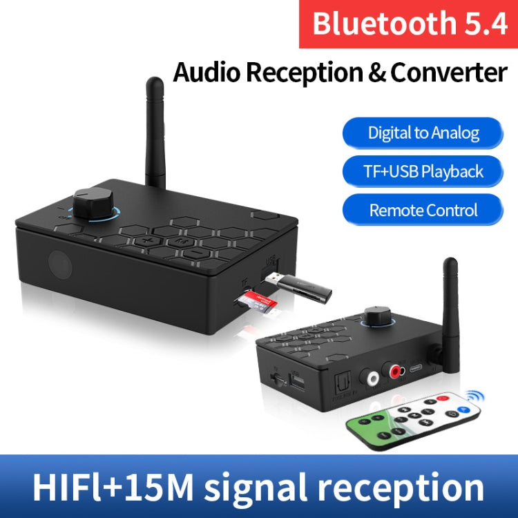 Bluetooth 5.4 Receiver Digital To Analog Card U Disk Converter Adapter With Remote Control(Coaxial Conversion) - Audio Signal Switcher by buy2fix | Online Shopping UK | buy2fix