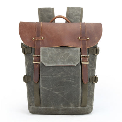 Vintage Camera Bag Waterproof  Canvas Backpack with Laptop Compartment Tripod Holder(Army Green) - Backpack by buy2fix | Online Shopping UK | buy2fix