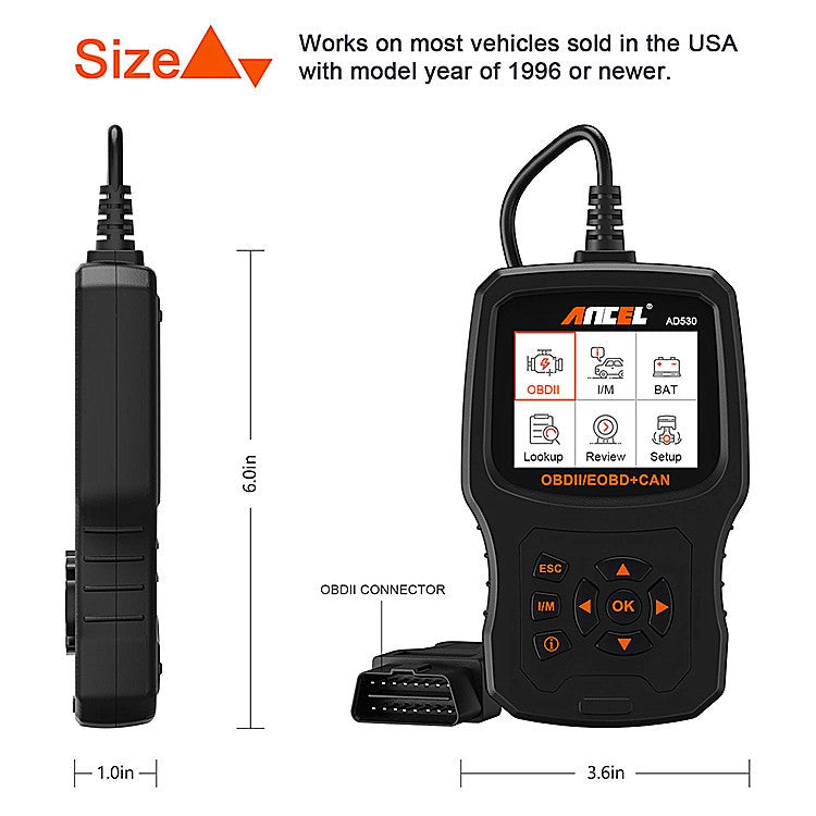 ANCEL AD530 2.8-Inch Screen OBD2 Car Engine Tester Car Battery Test Tool - Code Readers & Scan Tools by ANCEL | Online Shopping UK | buy2fix