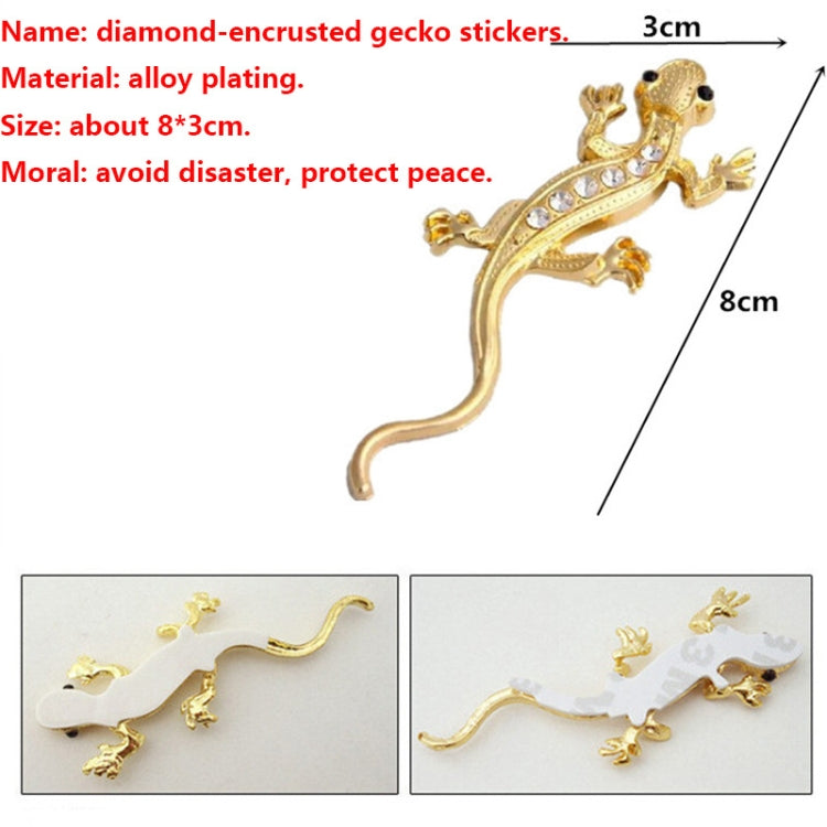 Zinc Alloy Rhinestone Gecko Metal 3D Car Sticker(Gold) - 3D Metal Sticker by buy2fix | Online Shopping UK | buy2fix