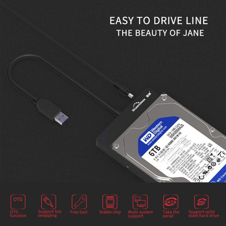 Blueendless US35 USB3.0 To SATA Adapter 2.5 / 3.5-Inch Hard Drive SSD Reader, Spec: USB3.0 12V2A - USB to IDE / SATA by Blueendless | Online Shopping UK | buy2fix