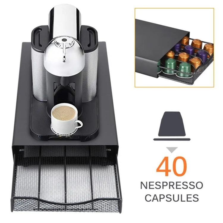 For Small Nespresso OASISWJ Drawer Type 40pcs Coffee Capsule Holder(Black) - Coffee Tools by OASISWJ | Online Shopping UK | buy2fix