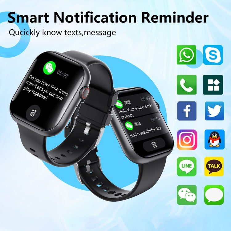 F70  2.1 Inch Screen Smart Watch With Blood Sugar/Blood Oxygen Monitoring /SOS Alarm/100+ Sports Modes, Color: Black Silicone - Smart Watches by buy2fix | Online Shopping UK | buy2fix