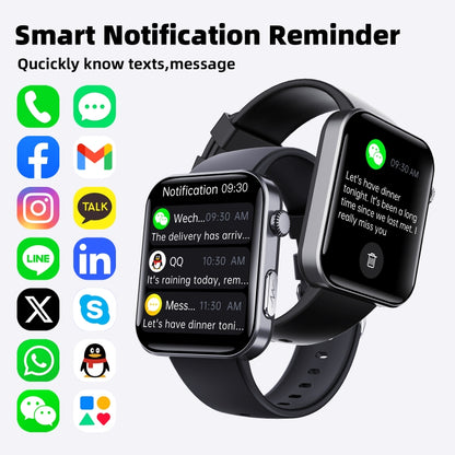 F300  2.1-Inch Screen Smart Watch Supports Bluetooth Calls/ECG/Blood Composition Analysis/50+ Sports Modes, Color: Black Leather - Smart Watches by buy2fix | Online Shopping UK | buy2fix