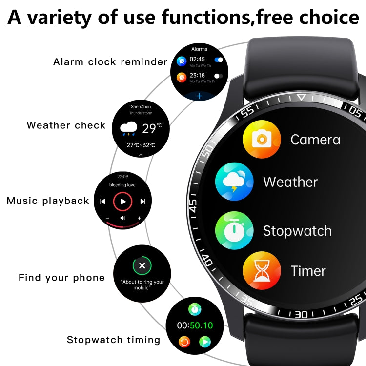 F207 Smart Watch 1.35-Inch Narrow Edge Screen Supports Bluetooth Calls / 24H Health Monitoring / 150+ Sports Modes, Color: Black Silicone - Smart Watches by buy2fix | Online Shopping UK | buy2fix