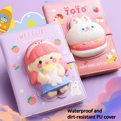 Kabaxiong A5 Size 3D Squishy Destress Cute Notebook Diary 100 Inner Pages(Sweet Girl) - Notebooks by Kabaxiong | Online Shopping UK | buy2fix