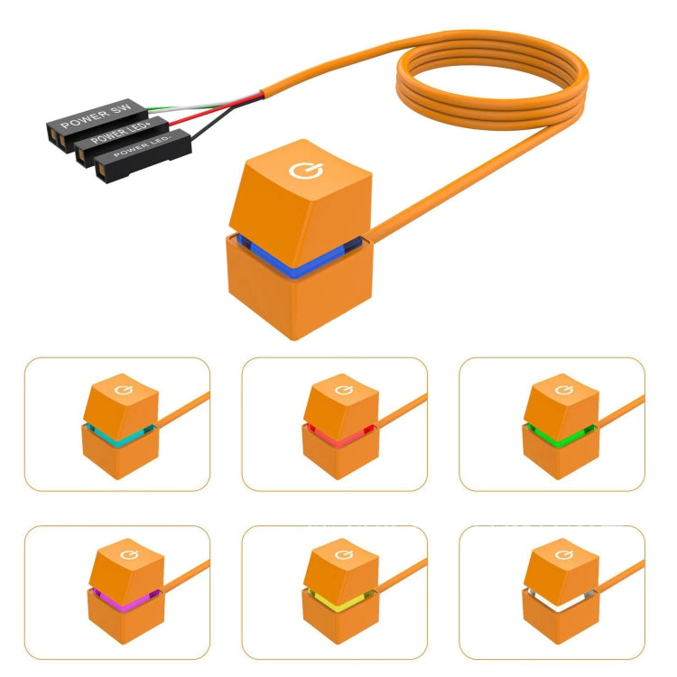 Desktop Computer Mobile Switch Computer Extension Cable Start Button, Color: Orange Case Colorful Light 2m Cable - PC Power Supplies by buy2fix | Online Shopping UK | buy2fix