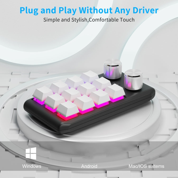 12 Keys Wired With RGB Lights Customized Office Keyboard Shortcut Keys Computer Audio Volume Control(White) - Mini Keyboard by buy2fix | Online Shopping UK | buy2fix