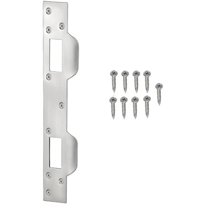 Heavy Duty Metal Latch Plate for Exterior Interior Door Double Hole Reinforcement Striker Plates(White) - Door Locks & Cabinet Locks by buy2fix | Online Shopping UK | buy2fix