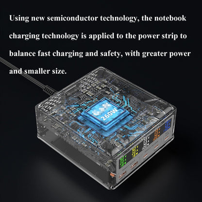 868D 6-In-1 260W High-Power Type-C+USB Multi Ports Charger Supports QI Wireless Charging(US Plug) - Multifunction Charger by buy2fix | Online Shopping UK | buy2fix