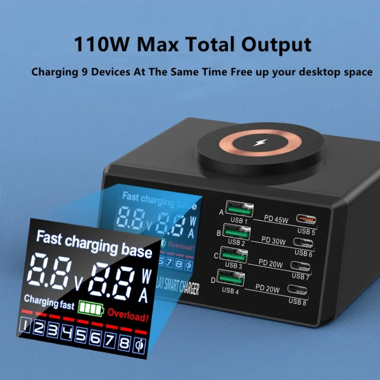 X9M 9-in-1 110W USB+PD Smart Multi-ports QI Magnetic Wireless Charger, Spec: Black AU Plug - Multifunction Charger by buy2fix | Online Shopping UK | buy2fix